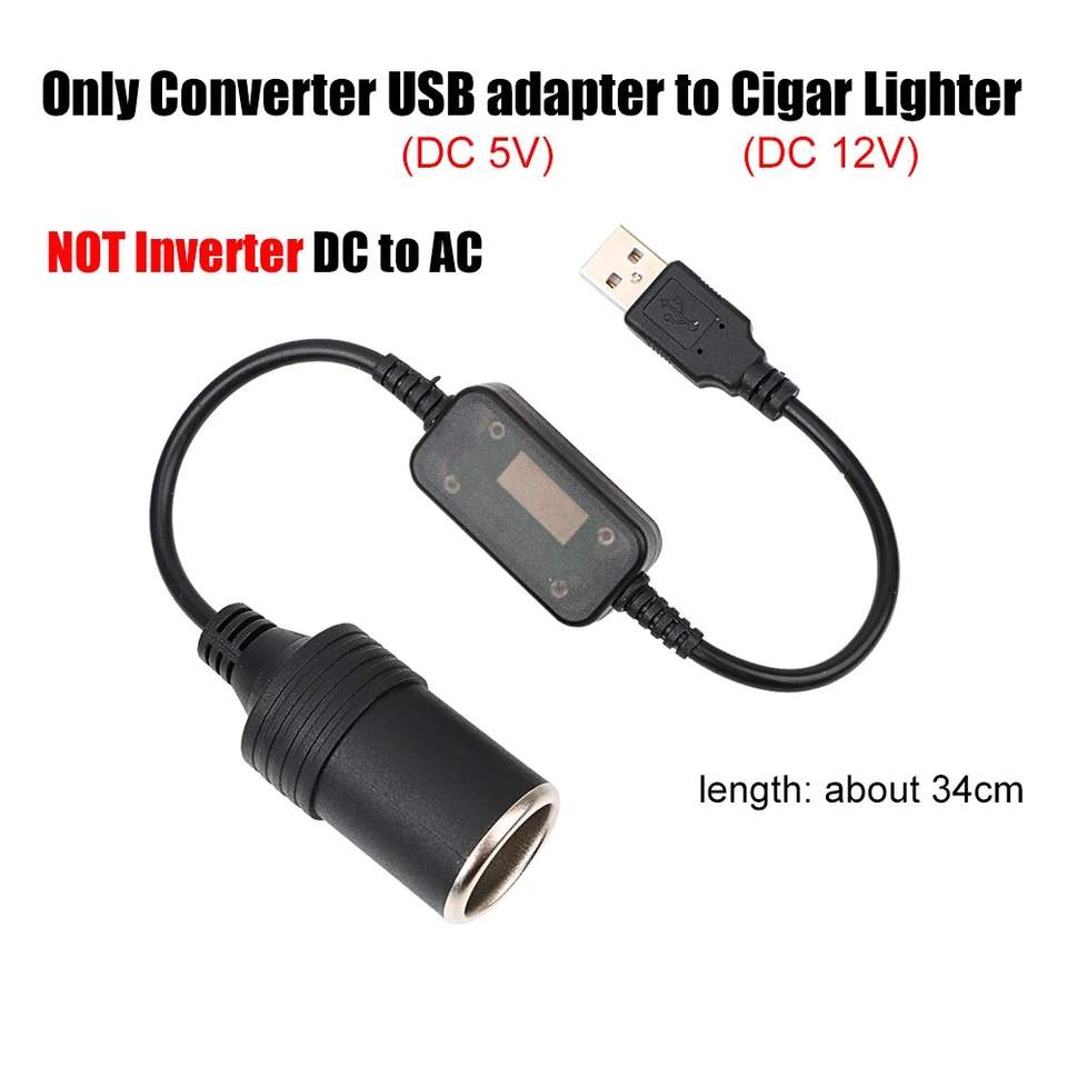 Controller Adapter Usb - 5V 2A USBオス-メス変換アダプター、5Vから12Vへの車用シガーソケットアダプター、車内用有線コントローラープラグ