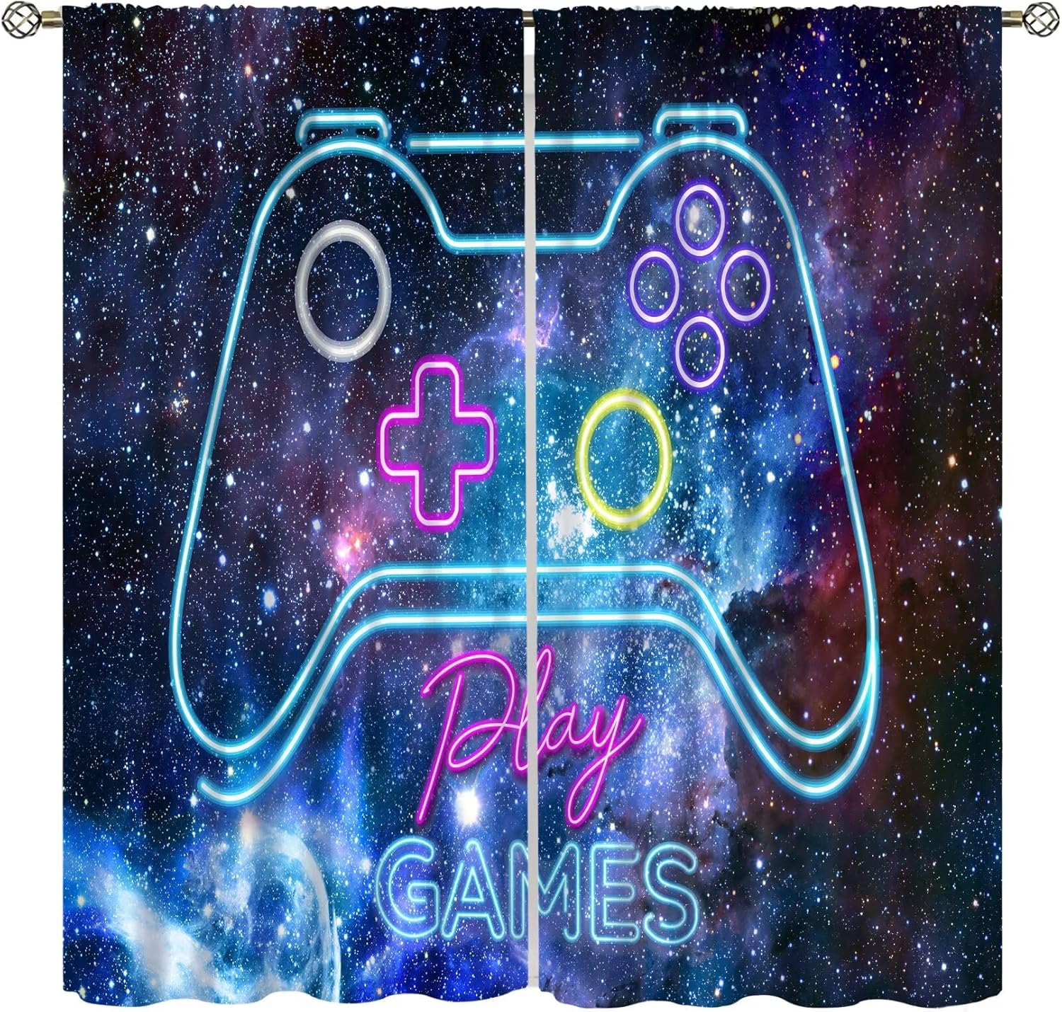 Retro Gaming Youtube - ゲーミングブラックアウトカーテン レトロビデオゲーム ゲームパッド ウィンドウドレープ 男の子 子供