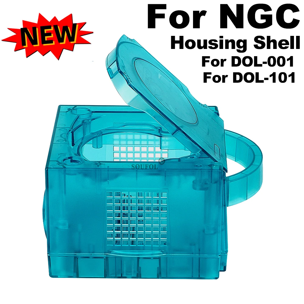 Retro Gaming Handhelds - アイスブルー交換ケースゲームキューブシェル透明ハウジングシェルケース NGC レトロビデオゲームコンソール DOL-101/DOL-001