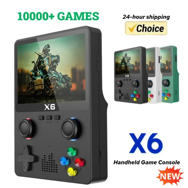 Retro Gaming X6 - 3.5/4インチIPSスクリーンX6レトロポータブルハンドヘルドビデオゲーム機、10000種類のクラシックゲーム内蔵、ミニゲームプレーヤー、子供向けデイリーギフト