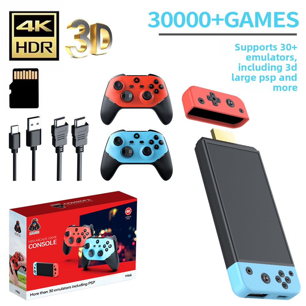 Retro Gaming Game Stick - レトロゲーム機 30,000+ゲーム搭載、30エミュレータ対応、4Kテレビゲームスティック、プラグアンドプレイ対応、テレビ用ゲーム機、ワイヤレスコントローラー2個付き