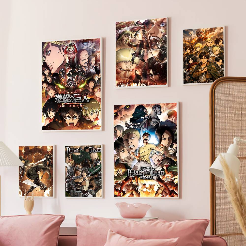 Retro Gaming Wallpaper - A-Attack On T-Titan ゲーム映画粘着ポスターレトロクラフト紙ステッカー DIY ルームバーカフェ美的アート壁画