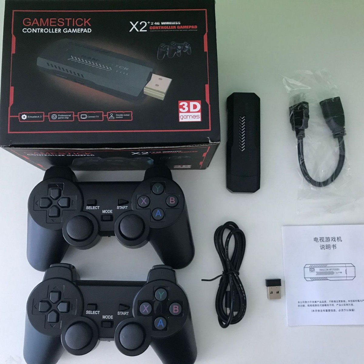 Retro Gaming Game Stick - X2 レトロビデオゲームコンソール 2.4G ワイヤレスデュアルコントローラー 3Dアーケードゲームスティック HDテレビゲームコンソール