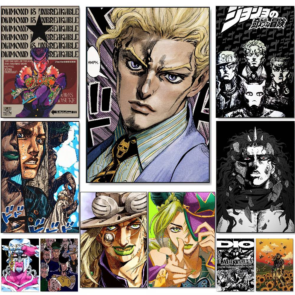 人気漫画「ジョジョの奇妙な冒険」アニメポスター、複数のレトロ - Retro Gaming Wallpaper のレビューと価格