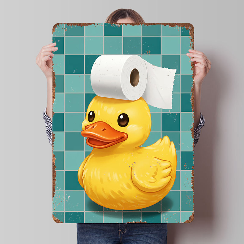 トイレットペーパーハットをかぶったアヒルプリントポスター、カ - Retro Gaming Wallpaper のレビューと価格