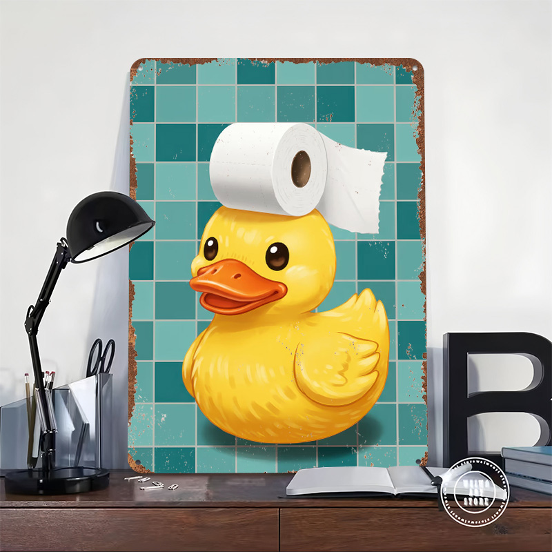 トイレットペーパーハットをかぶったアヒルプリントポスター、カ - Retro Gaming Wallpaper のレビューと価格