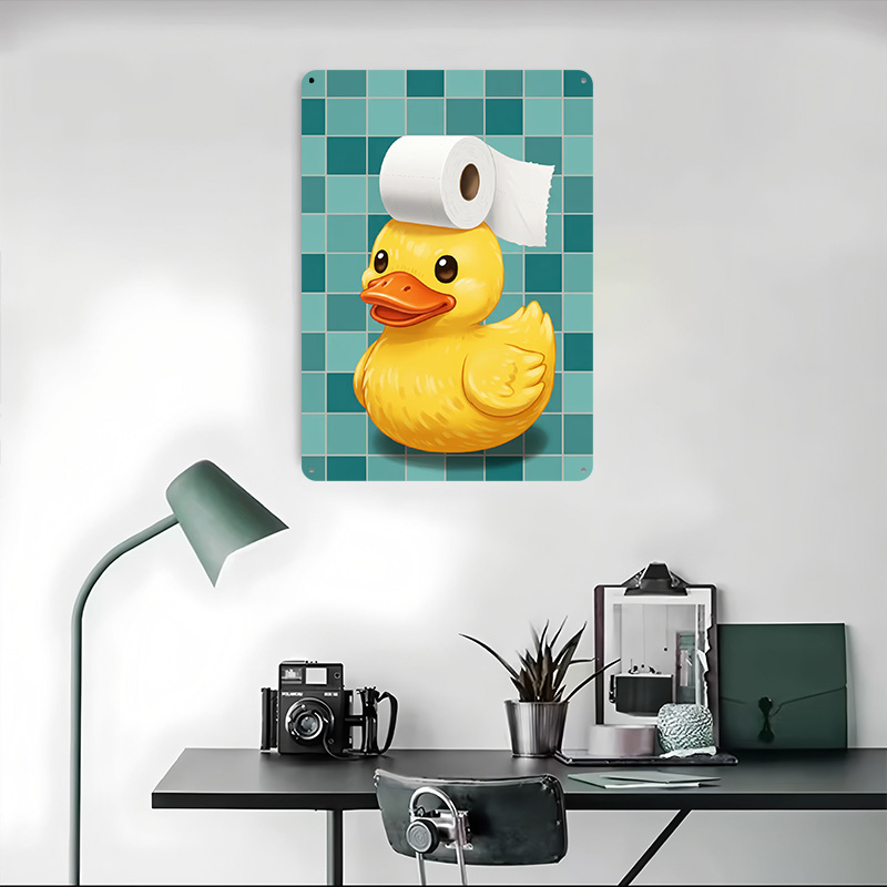 トイレットペーパーハットをかぶったアヒルプリントポスター、カ - Retro Gaming Wallpaper のレビューと価格