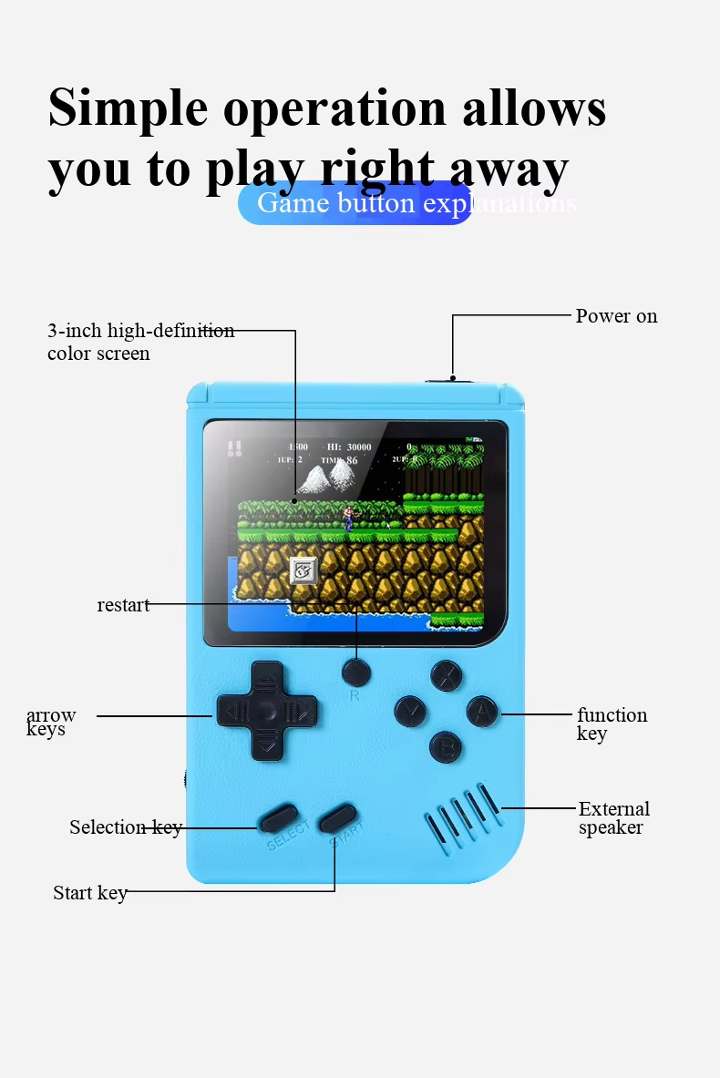 400種類のミニゲーム搭載、携帯型レトロゲーム機、8ビット、 - Retro Gaming La のレビューと価格