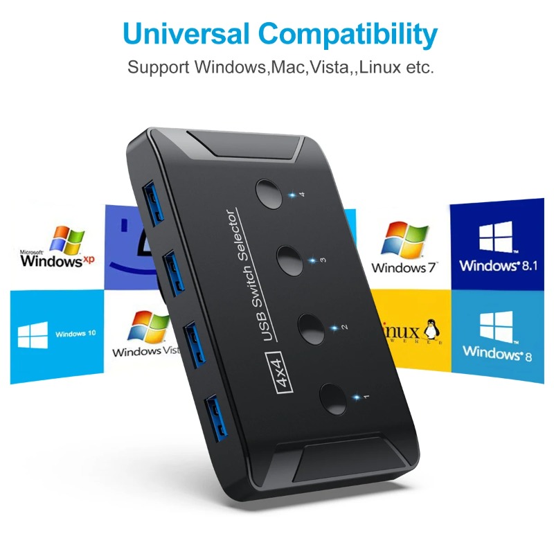4入力4出力KVM USB3.0スイッチ共有コントローラーハ - Controller Adapter Usb のレビューと価格