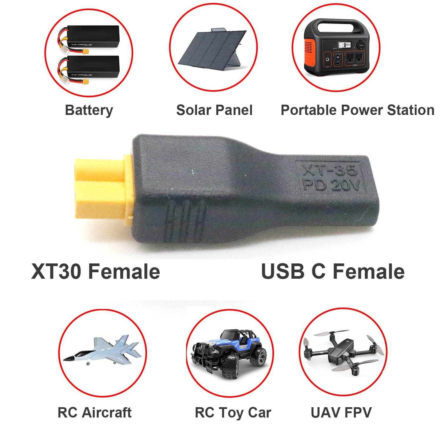 1個 USB Type-Cメス入力 - XT30メス出力 電 - Controller Adapter Usb のレビューと価格
