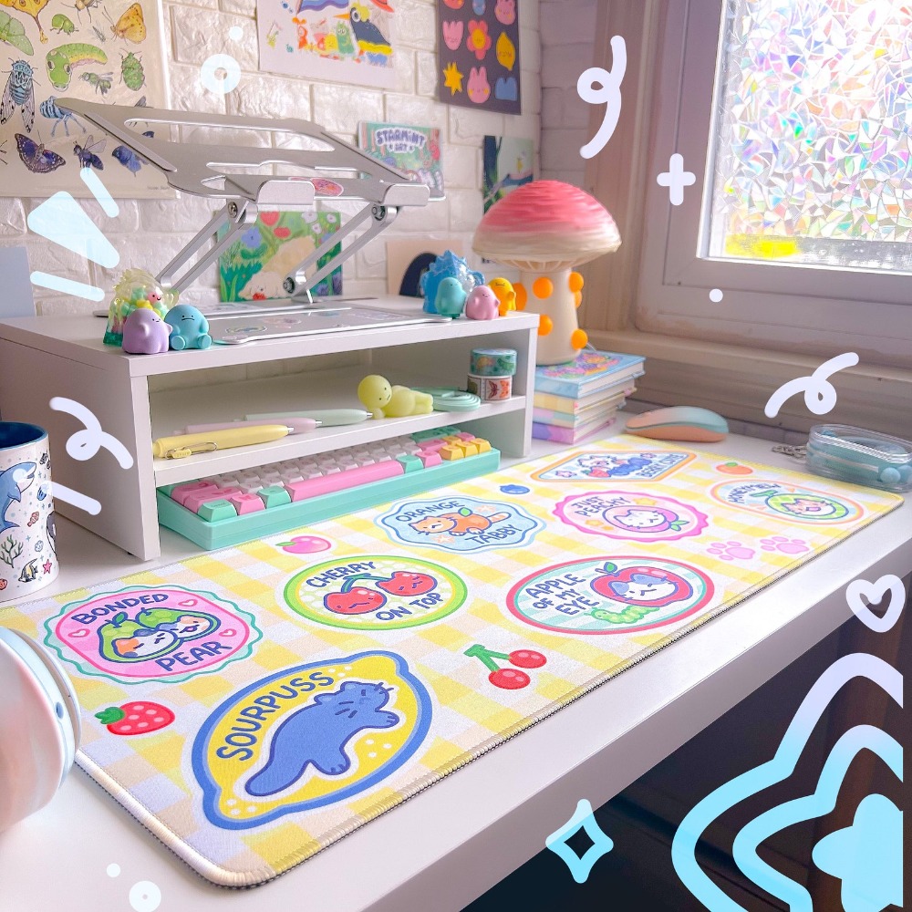 フルーツキティデスクマットマウスパッドゲーミングセットアップ - Retro Gaming Desk Setup のレビューと価格